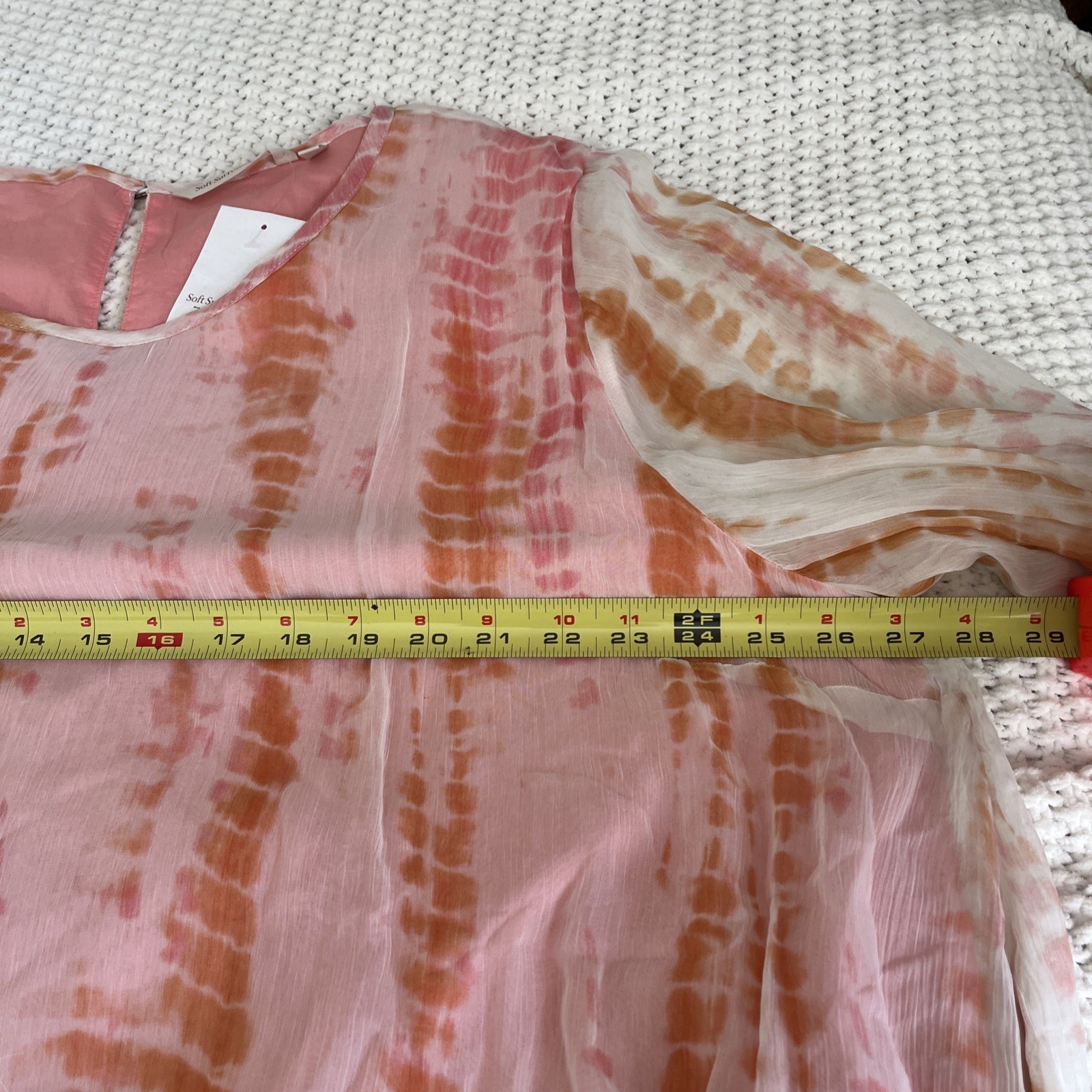 NWT Soft Surroundings Tunic Top 3X Coral Tie Dye High-Low Blouse Resort Vacay