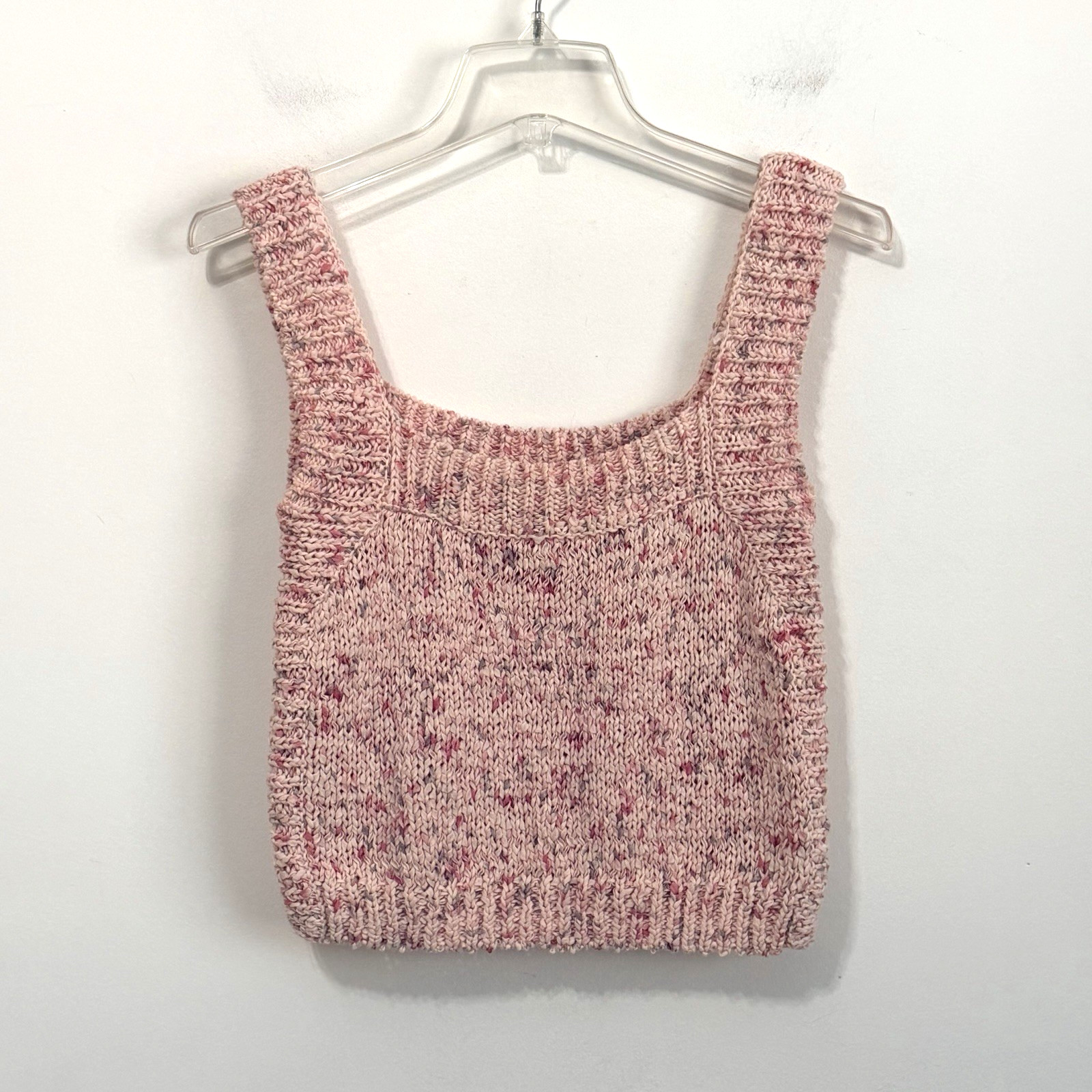 Zara Confetti Bubblegum Sweater Tank L Woven Summer Festival Boho Crop Vacation