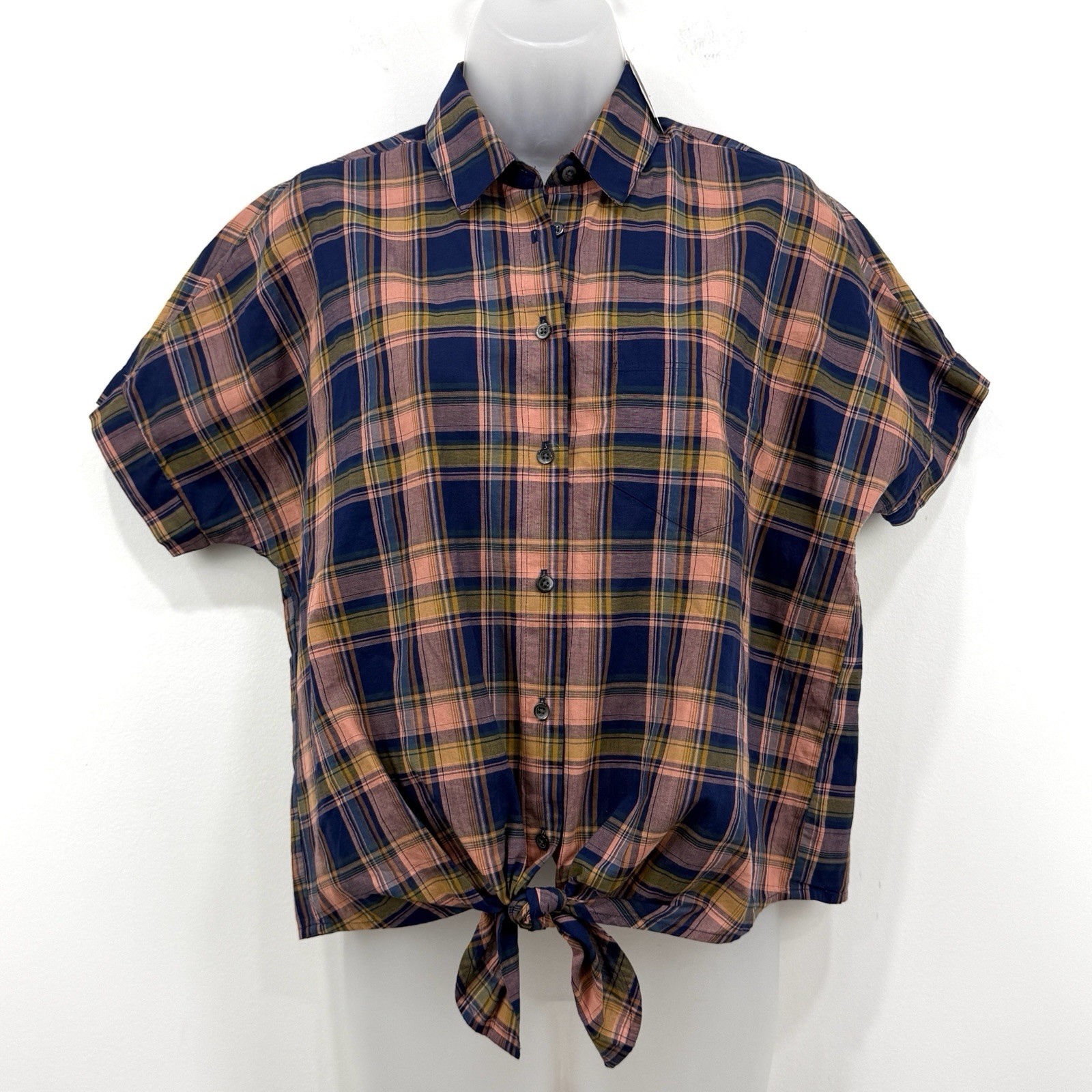 Madewell Plaid Tie Front Top XS NWT Country Cowgirl Indie Preppy Western Rodeo