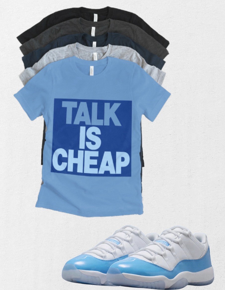Jordan 11 Iceman talk Is Cheap University Blue Matching TShirt Sneaker Match Tee