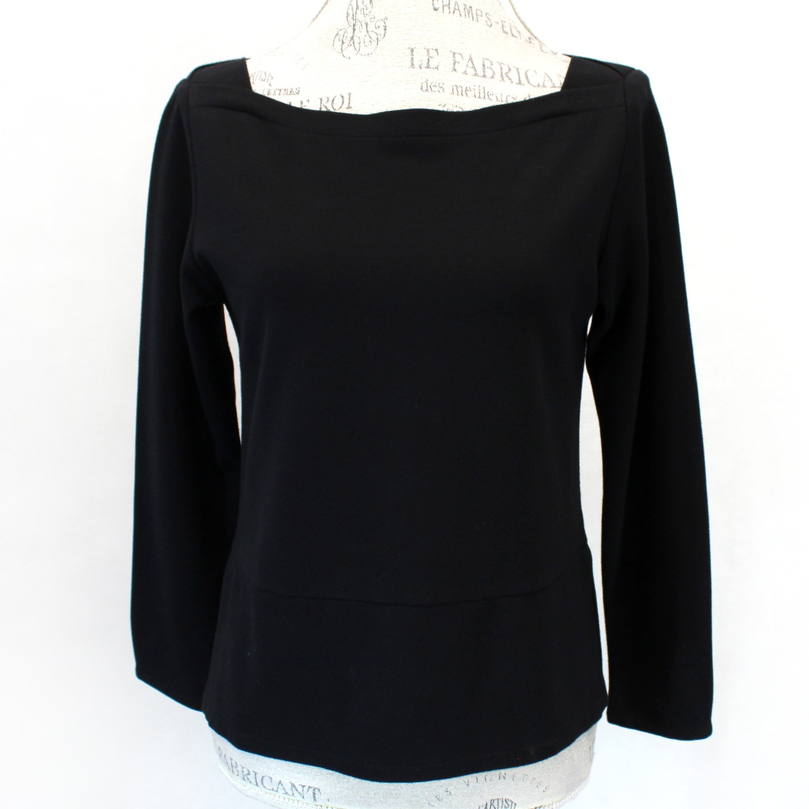 Diana Slavin Boat Neck Top Pullover Long Sleeve Casual Style Minimalist Small