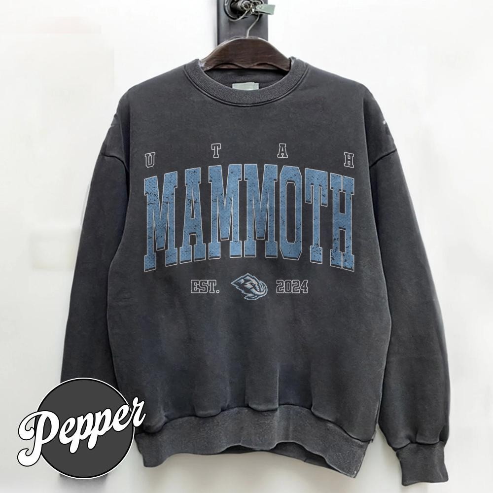 Utah Mammoth Club Ice Hockey Sweatshirt Comfort Color Pepper S – 3XL