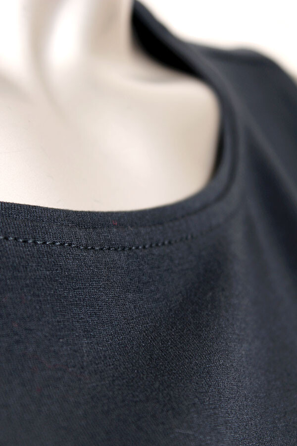 NEW Eileen Fisher Fine Jersey Crew Neck Slit Basic Length Tank Top Dark Teal