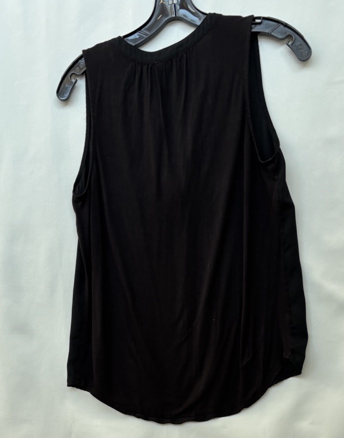 LOFT Womens Black Sheer Sleeveless V-Neck Pullover Blouse Size S