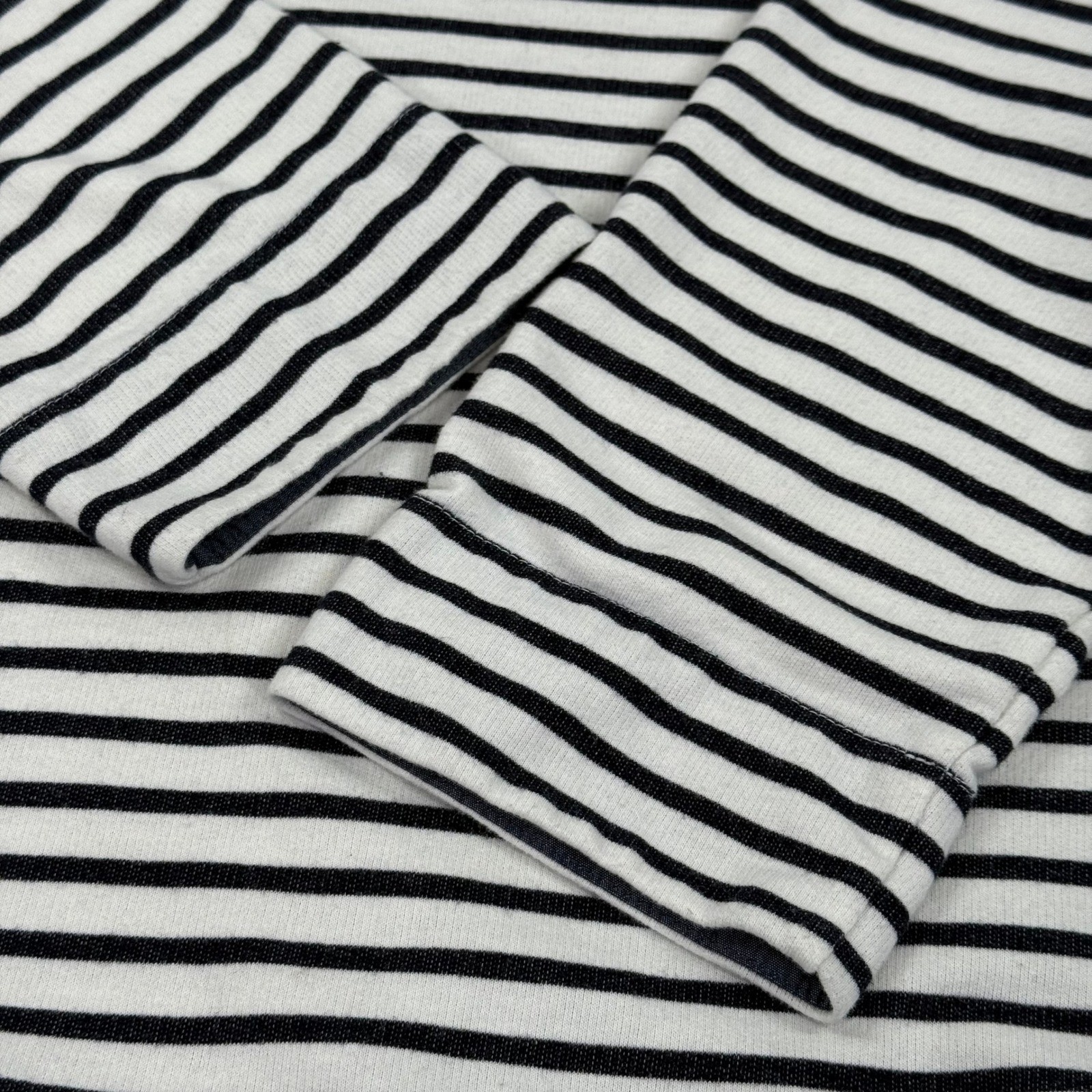 Persodea Womens Striped Top L Black White Block Colorblock 3/4 Sleeve Pockets