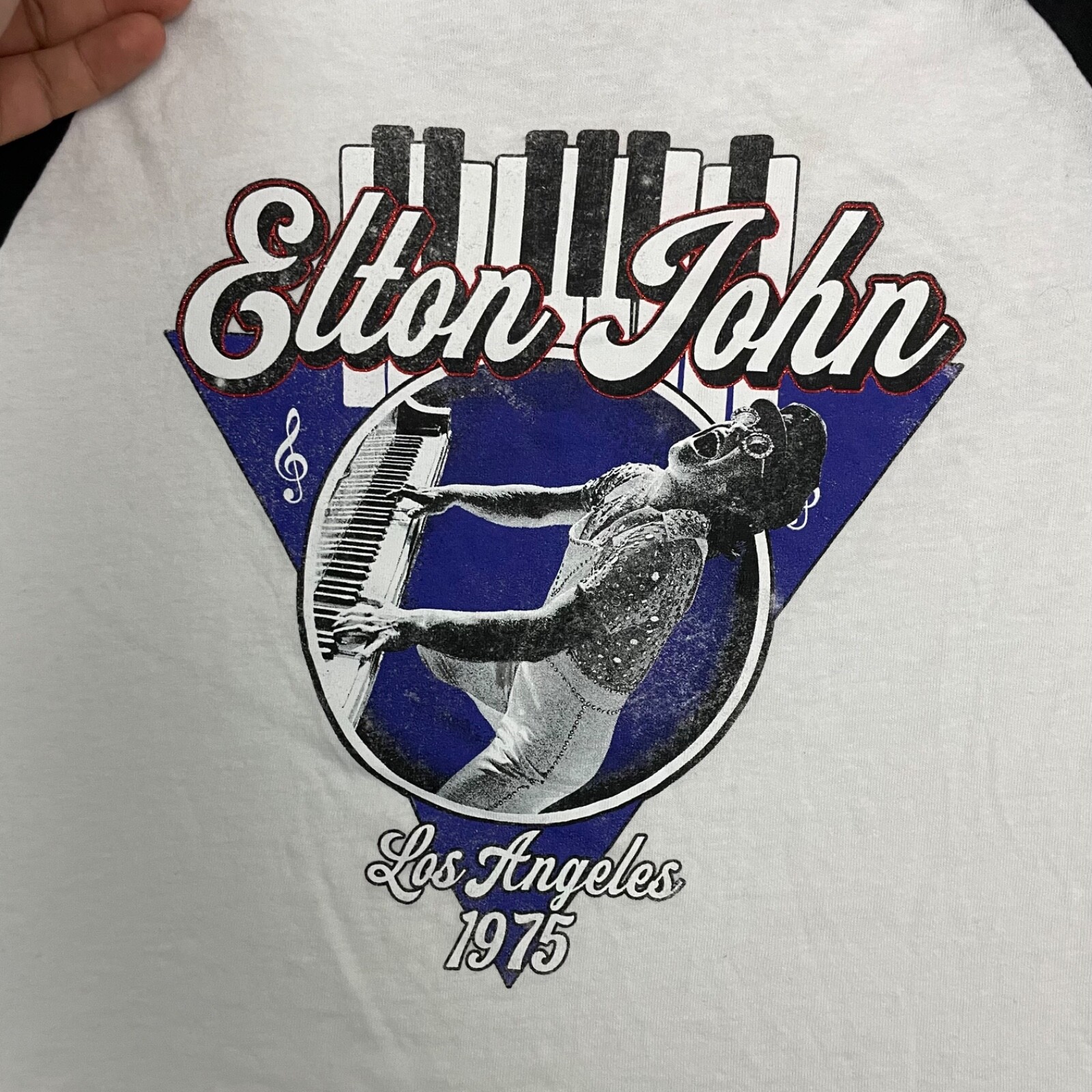 Elton John Shirt Womens Medium White Graphic Music Retro Cotton Tee Casual
