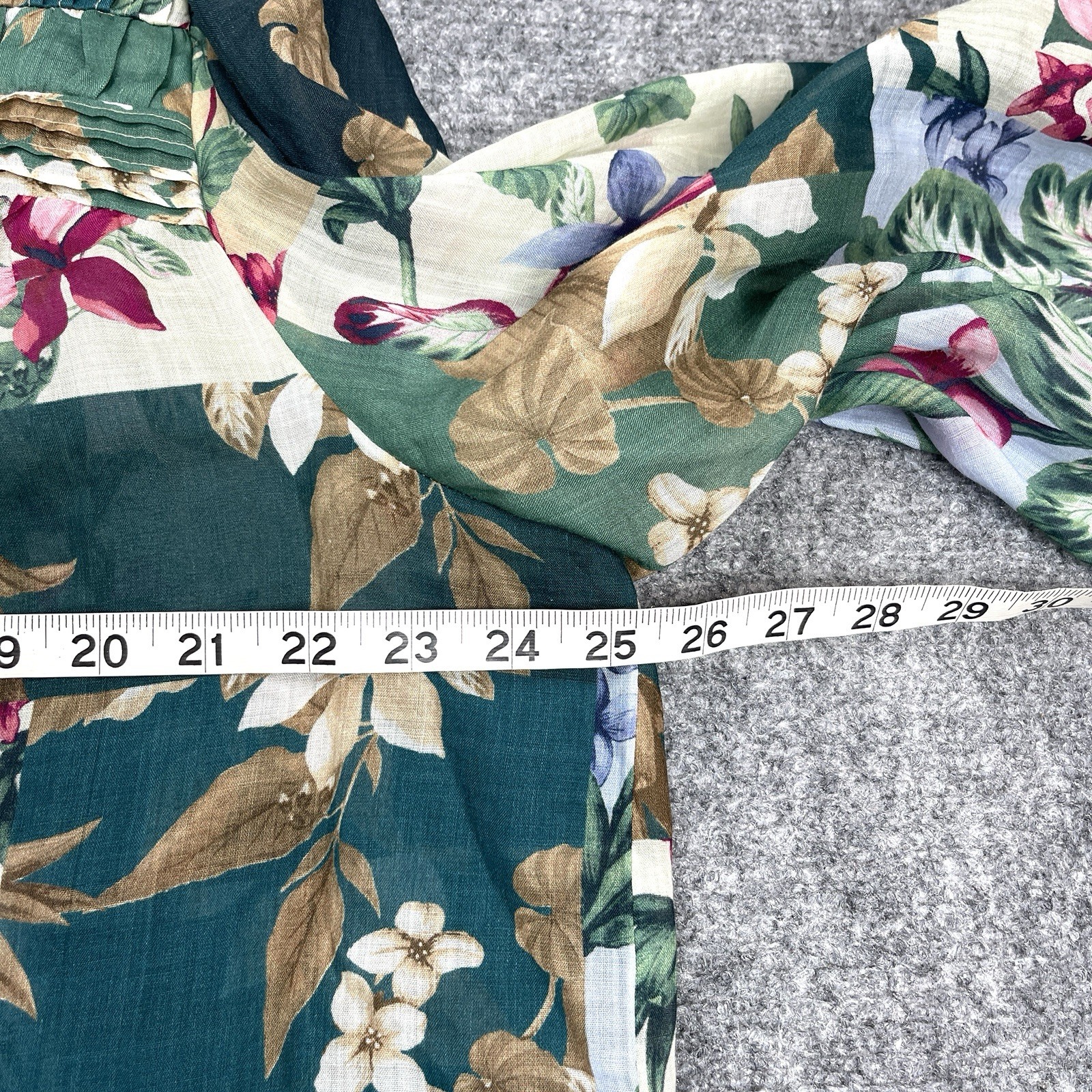 Tommy Bahama Hightide Floral Pintuck Blouse Womens XL Patchwork Balloon Sleeve