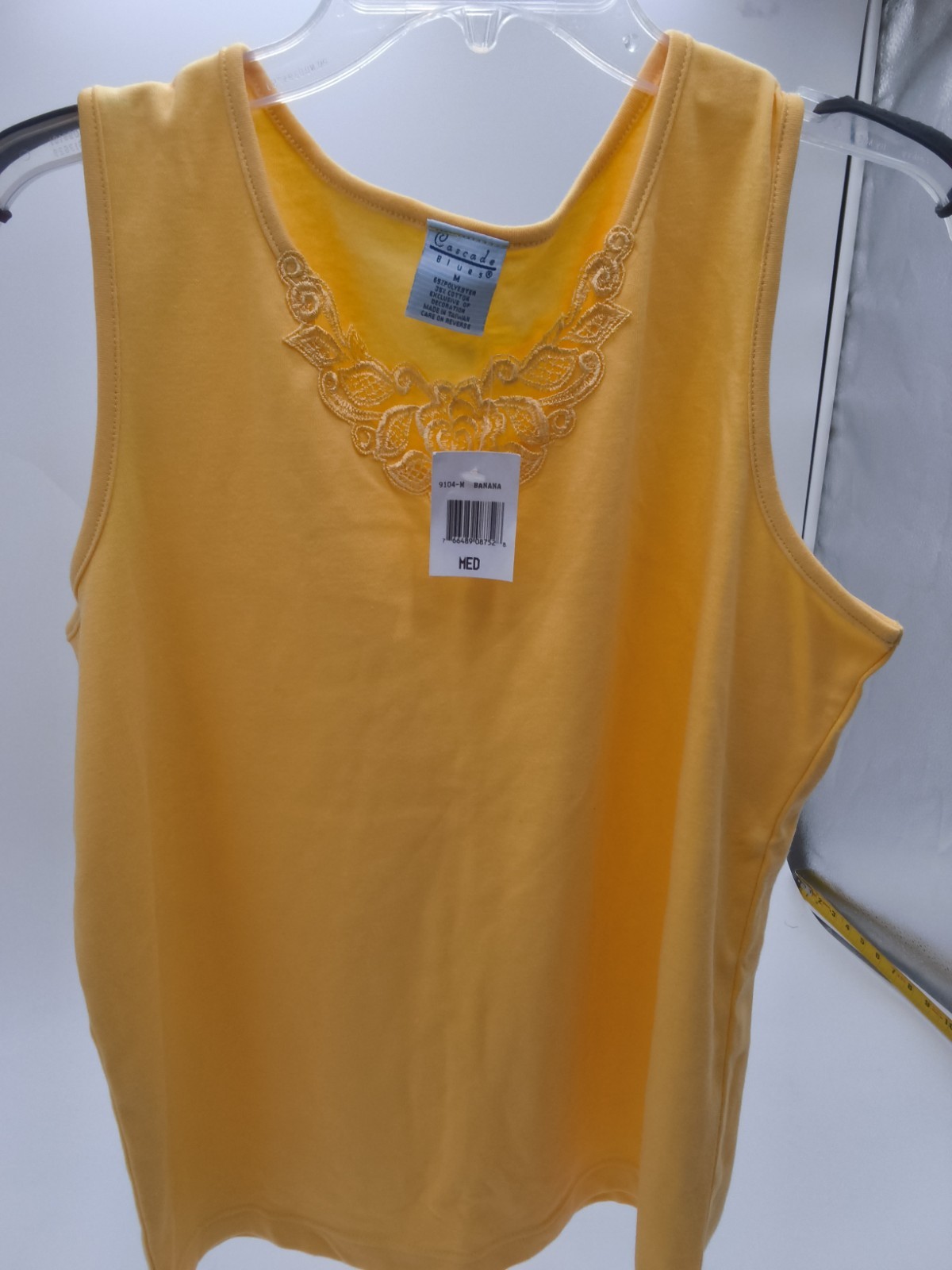Woman’s Tank By Cascade Blues Embroidered Neckline NWT