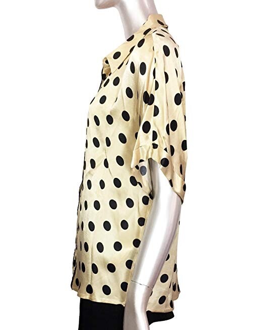 Zara Pajama Style Silk Shirt Polka Dot Mod Retro Twee Satin Vintage Shiny New