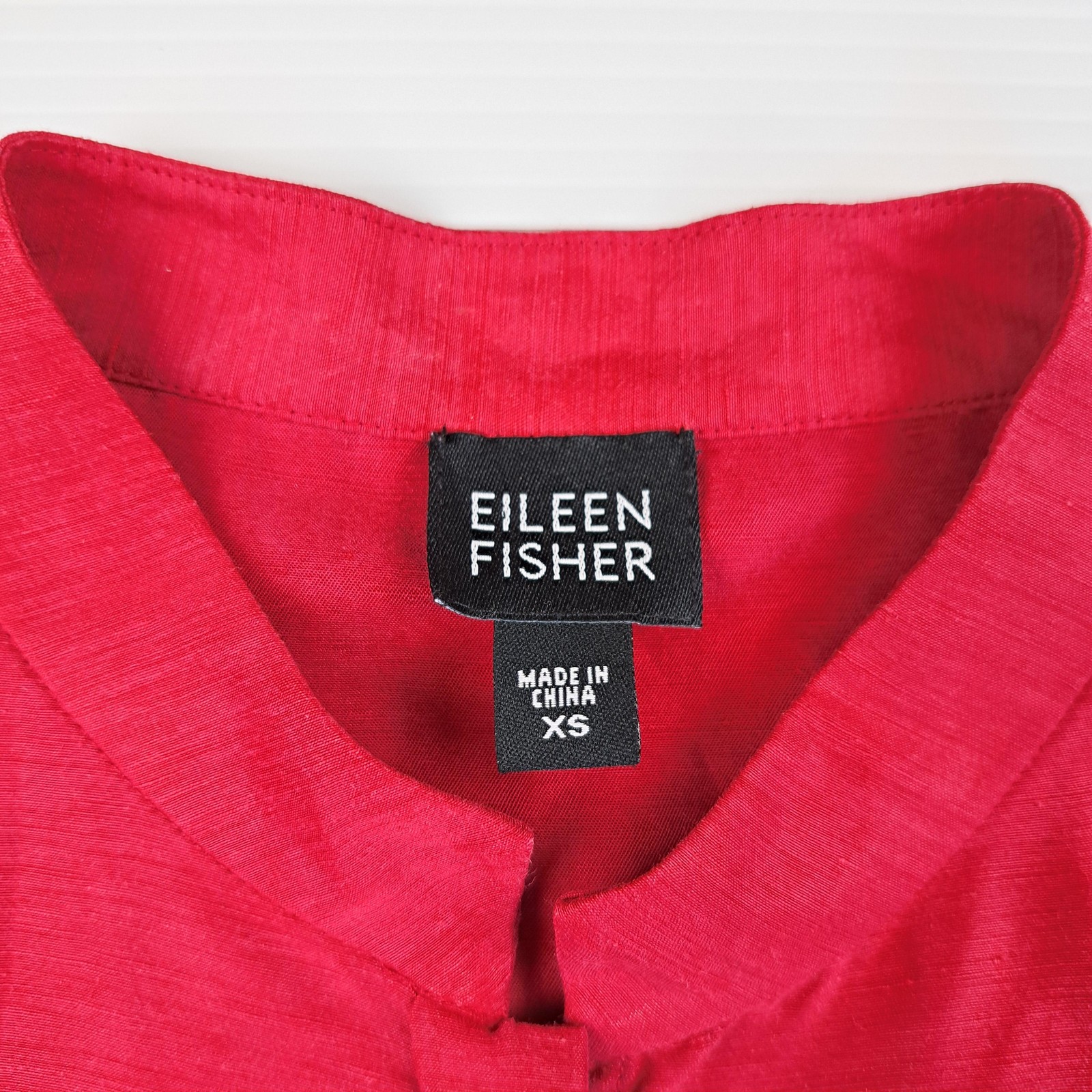 Eileen Fisher Shirt Womens XS Red Linen Silk Sleeveless Button Front Blouse Top