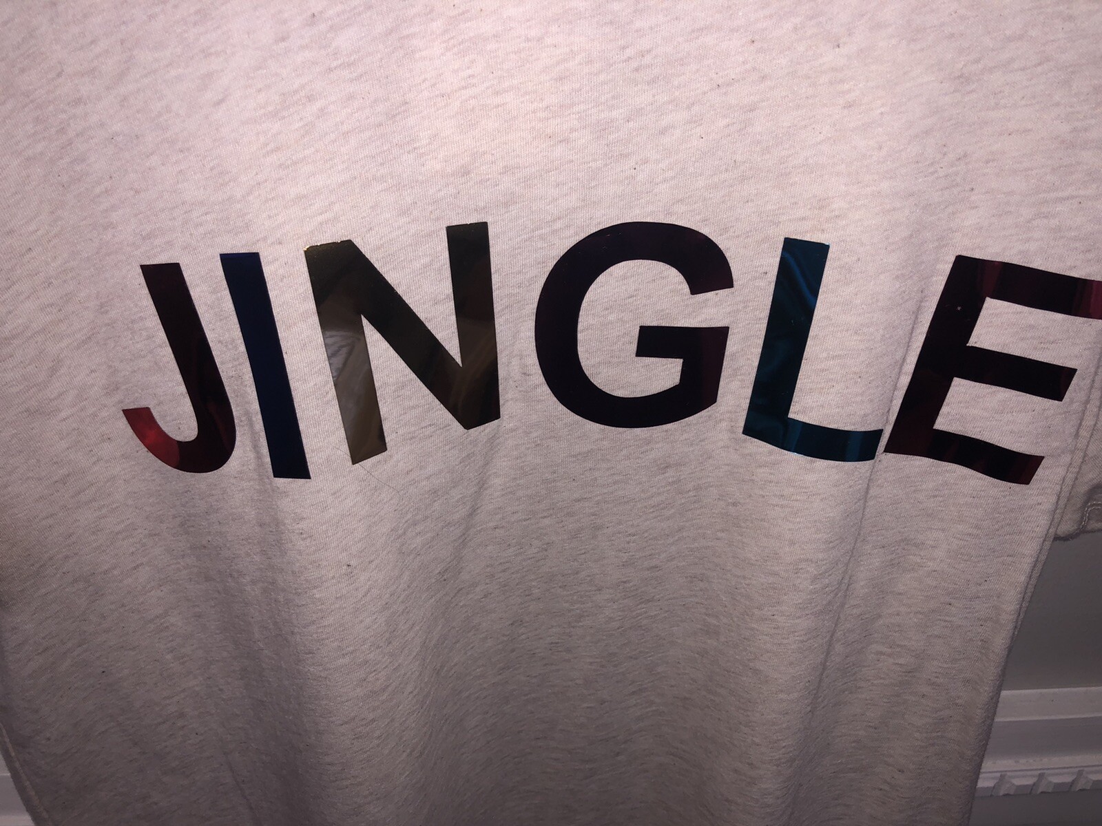 H&M Jingle Graphic T-Shirt Women’s Large Ivory Christmas Holiday NWT