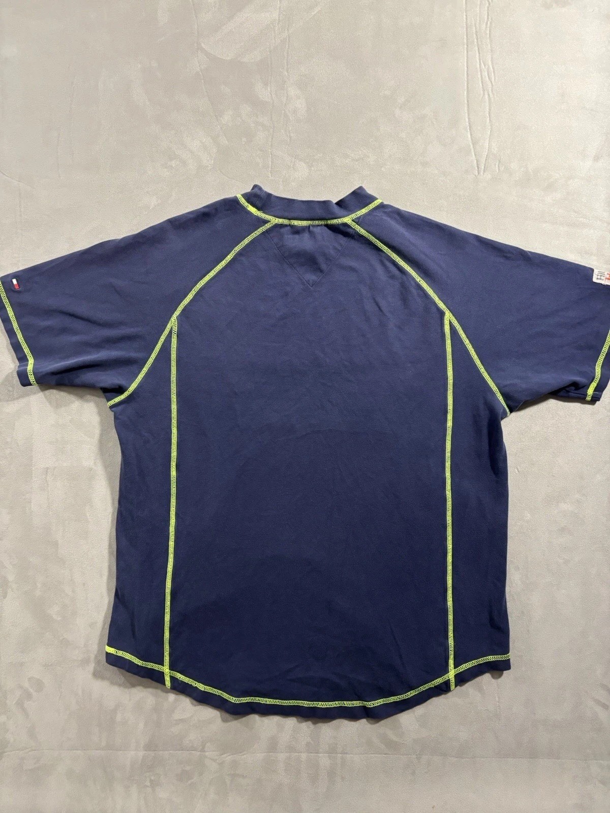 Tommy Hilfiger Vintage Surf Boardwear Y2K Blue w/ Green Piping Breathable Shirt