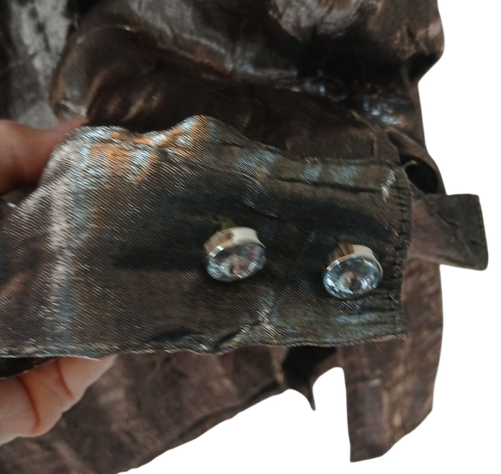 Metallic Brown Button Shirt 3X Rayon Polyester Blend Shiny Texture Button #I-7
