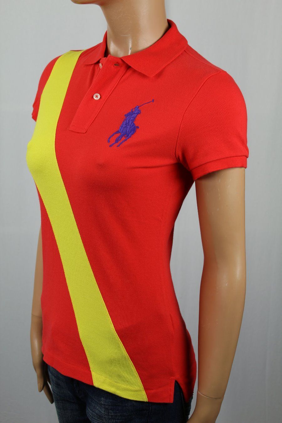 Ralph Lauren Red Skinny Fit POLO Yellow Sash Big Purple Pony NWT