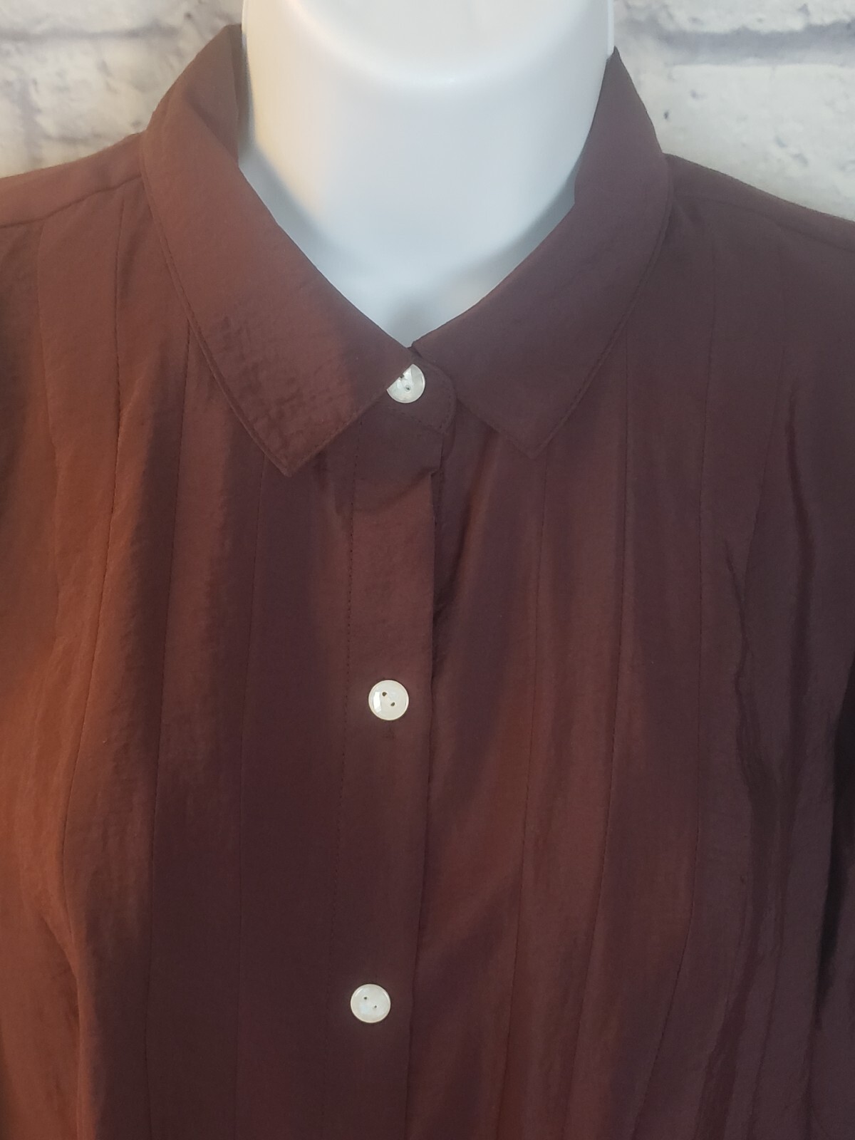 J. Jill Pleated Button‑Front Tunic Thigh Length Long Sleeve Spiced Wine XSP NWT