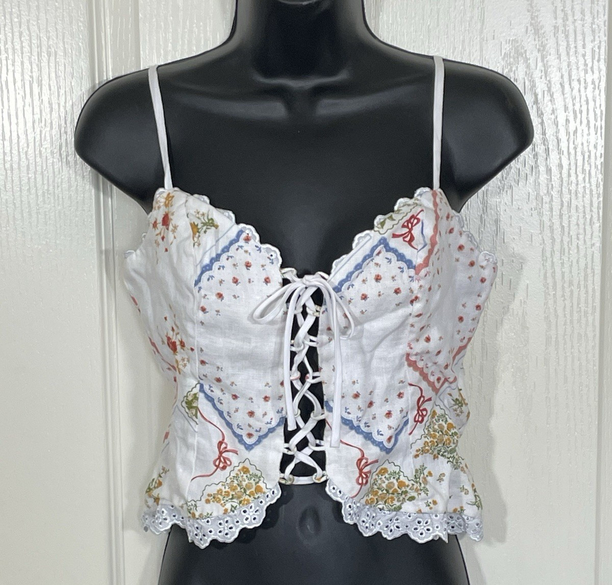 Reformation Josephine Linen Corset Top Size 6 Festival Coquette Cottagecore