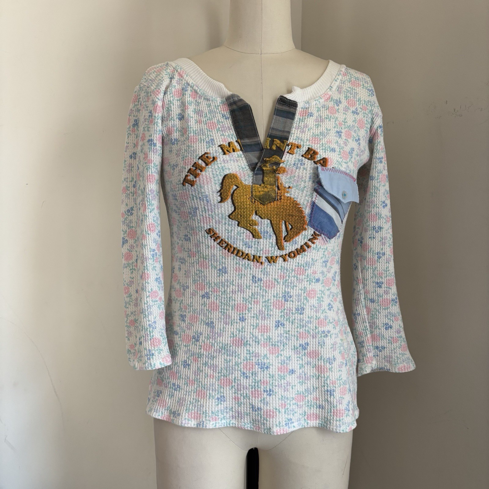 Fresh Karma Boho Western Floral Long Sleeve Graphic Top Womens Size large