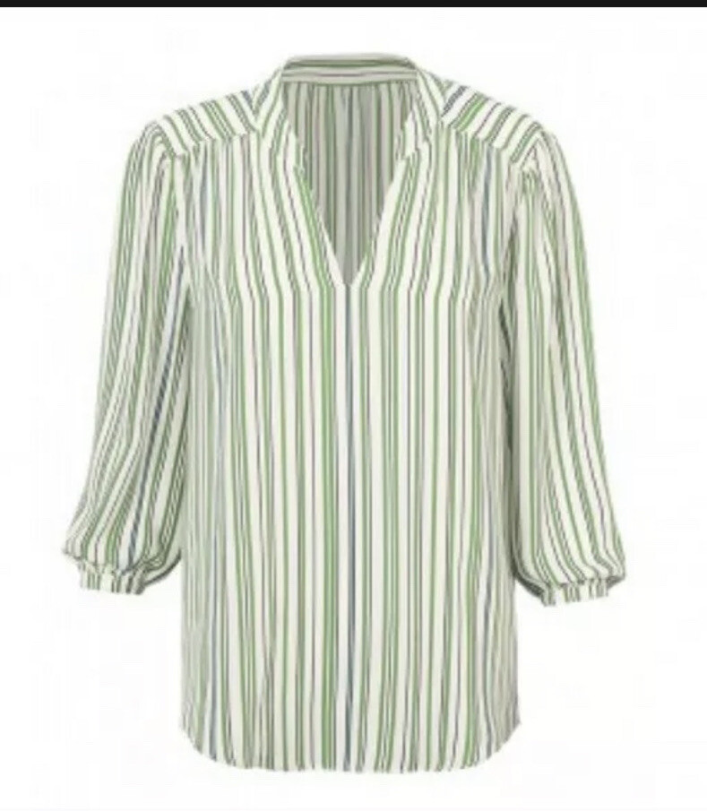 Cabi New NWT Awning Stripe Blouse #5893 Ivory Green Stripe XS – L