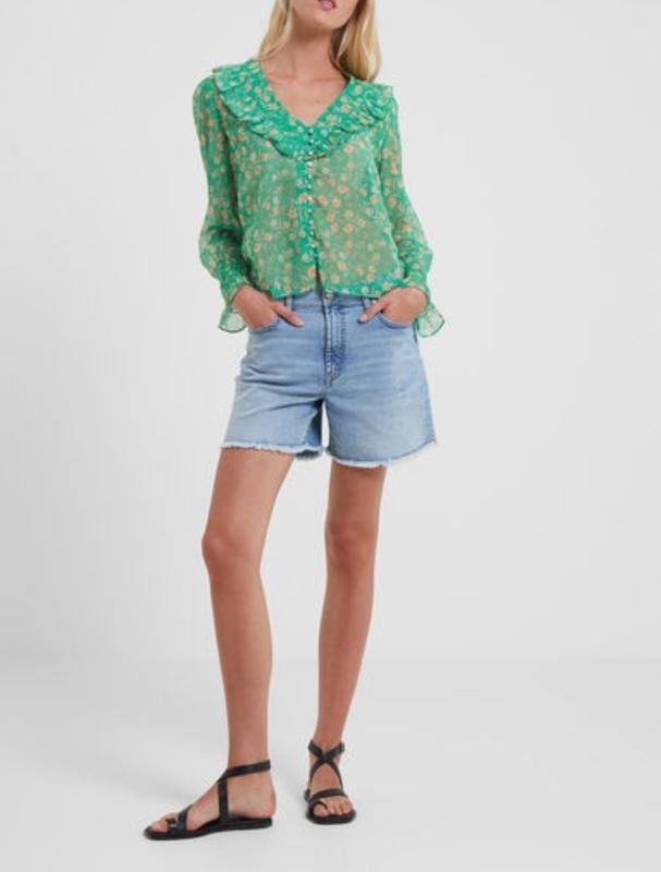 Women French Connection Shirt Green Polyester 40 /