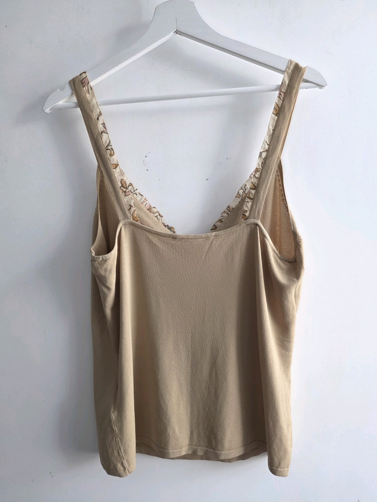 Betty Barclay Womens Vintage Y2K Cami Top UK 14 Beige Knit Vest Festival Party