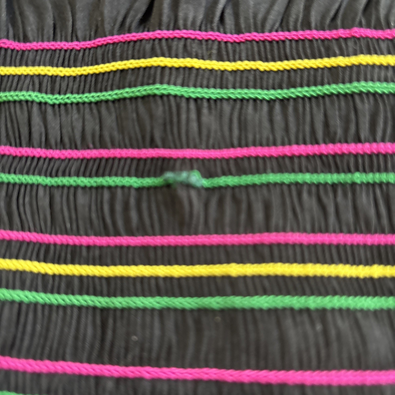 DO + BE Black Chiffon Shirred Rainbow Striped Elastic Waist Sleeveless Blouse M