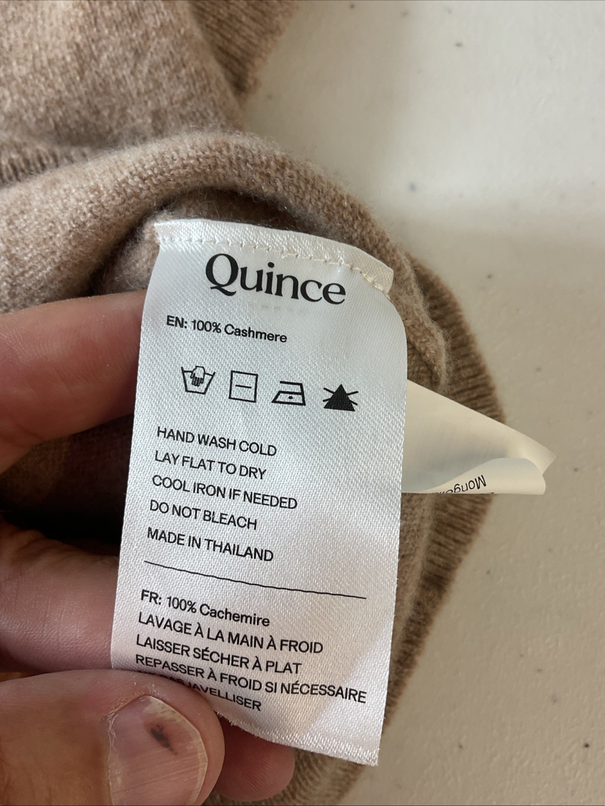 Quince Women Mongolian Cashmere Tee Camel Beige Soft Sz S Career Office Travel