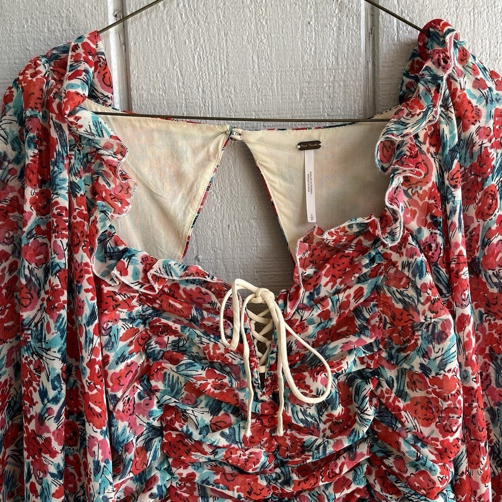 Free People Mabel Bustier Floral Blouse in Roses Combo Size S