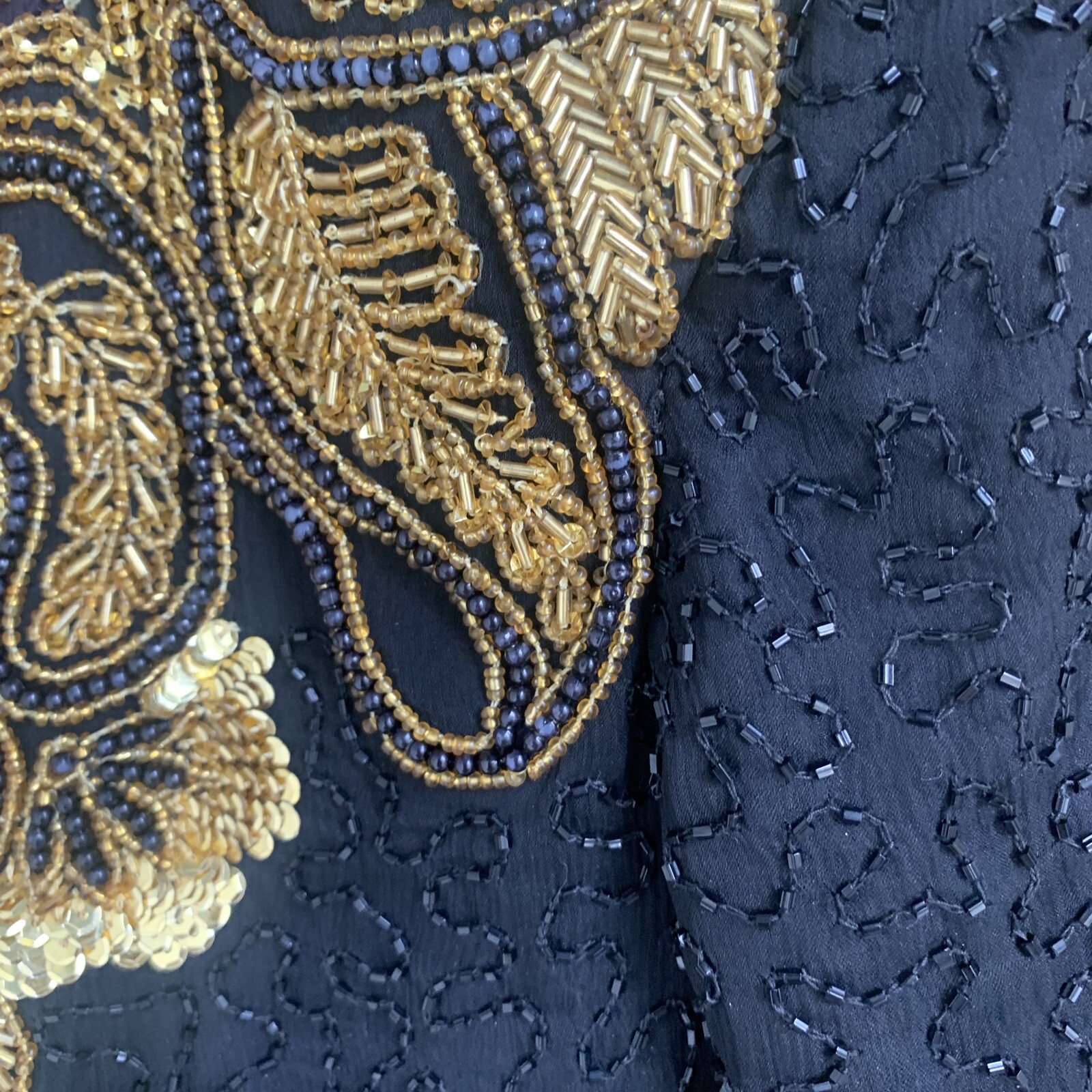 Vintage Stenay Sequin Beaded Floral Silk Blouse Women’s Size S