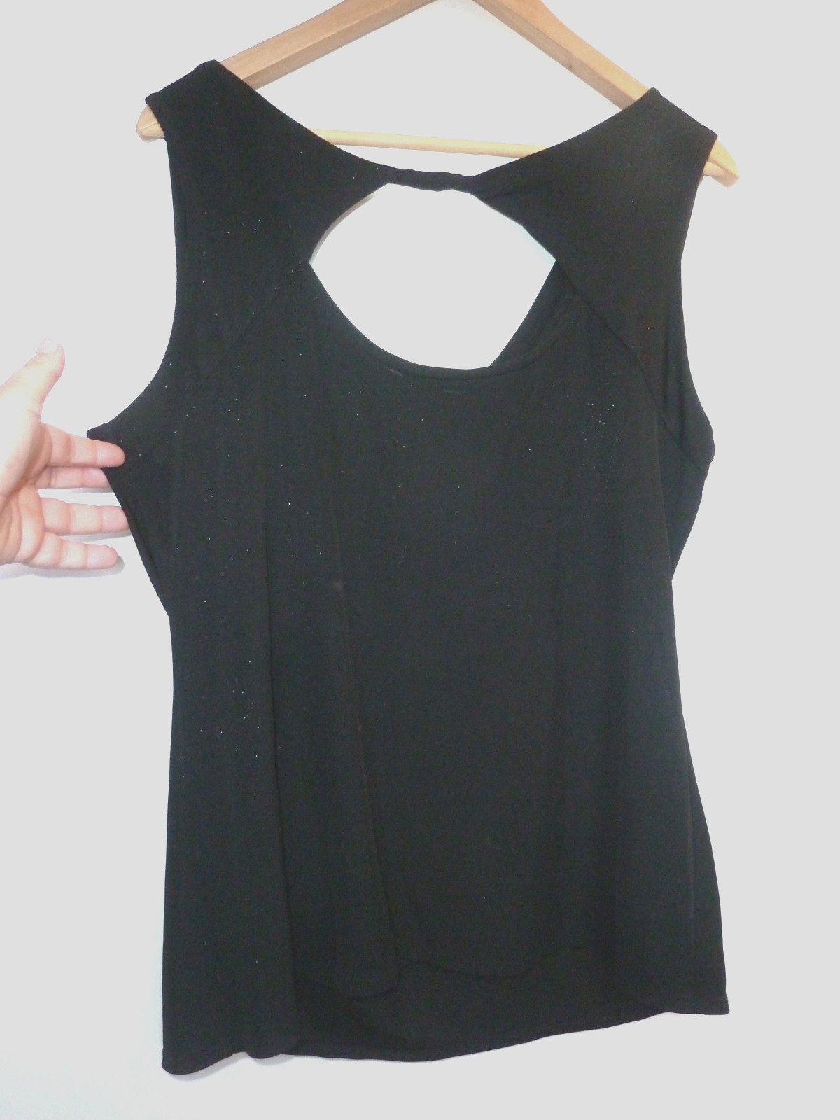 M&S black shimmering silver OCCASION PARTY COWL neck T shirt top Size 18