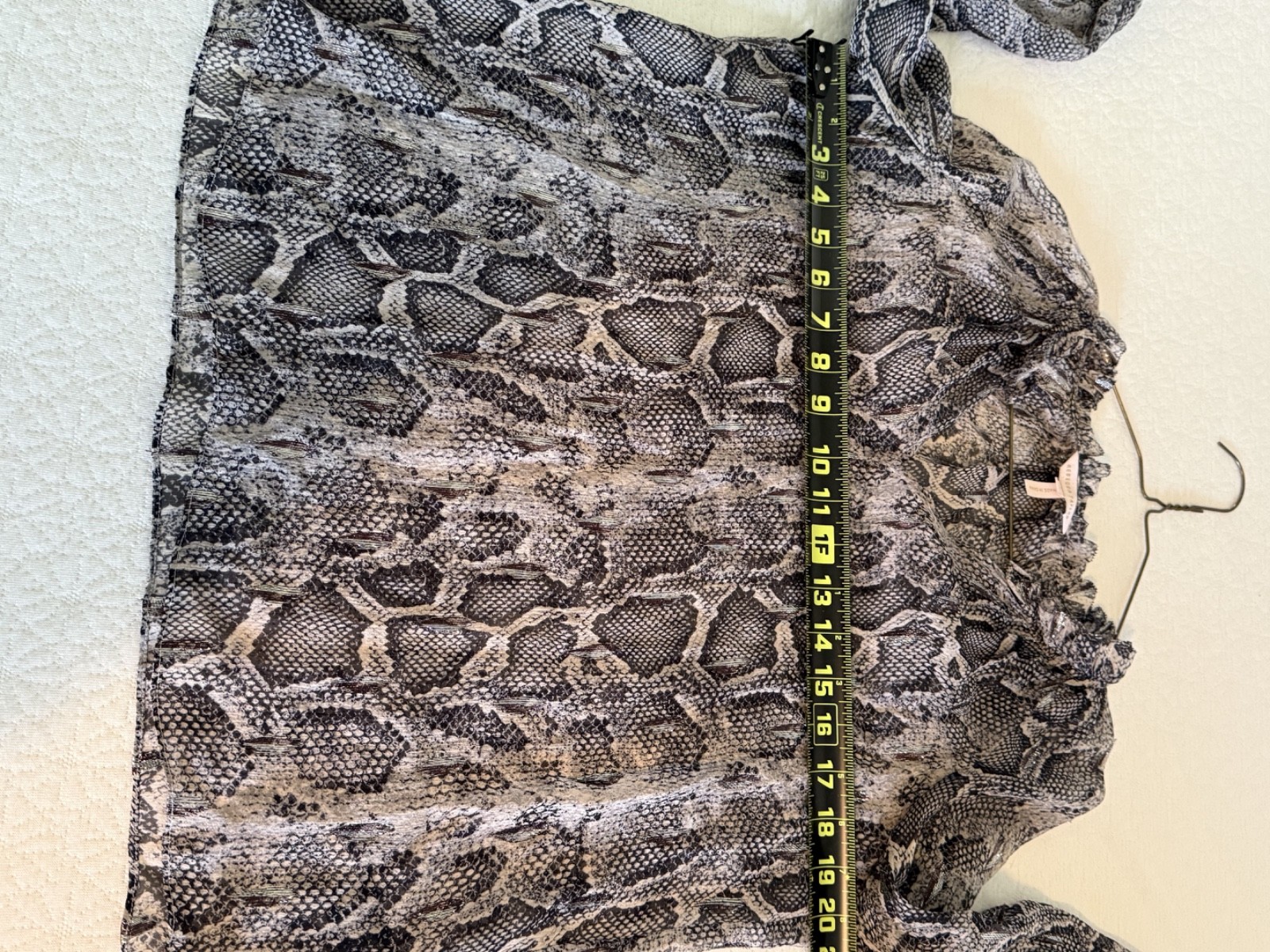 Rebecca Taylor Gray Snake Print Silk Pullover Long Sleeve Blouse Size 4 Women