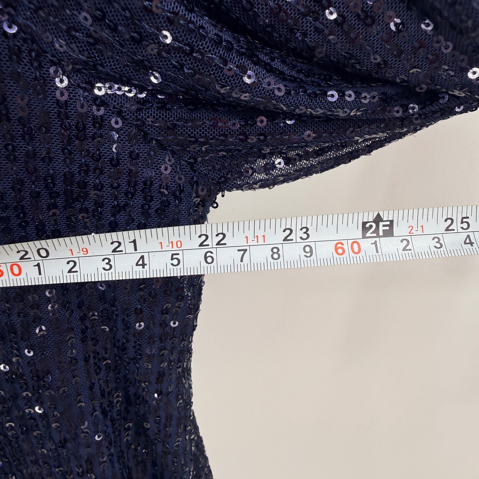 Talbots Navy Blue Full Sequin Long Sleeve Boat Neck Blouse Top XL Holiday Glam