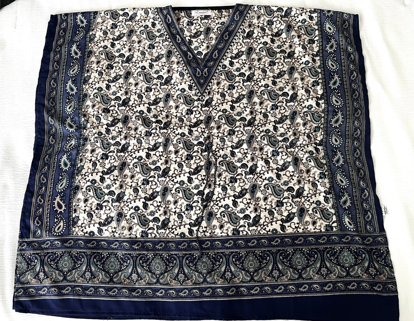 VTG LUSTRE Tunic Paisley Kaftan Caftan Coverup Made In India One Size S M L XL