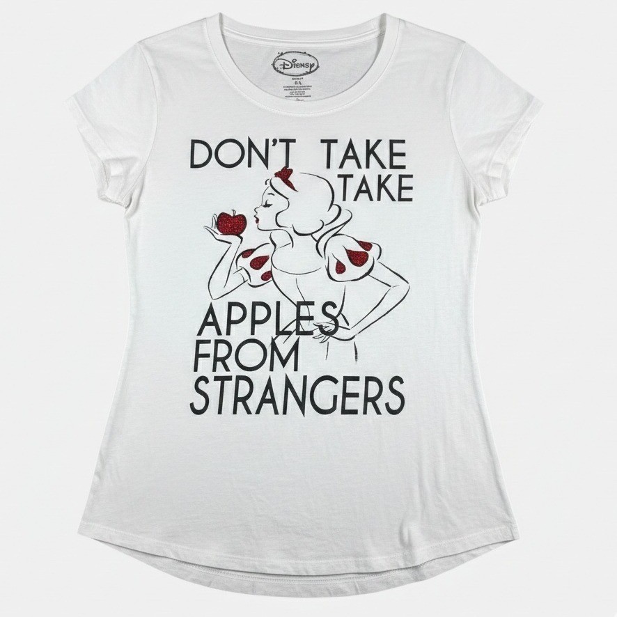 Disney Snow White Dont Take Apples From Strangers Graphic T-Shirt White Size XL