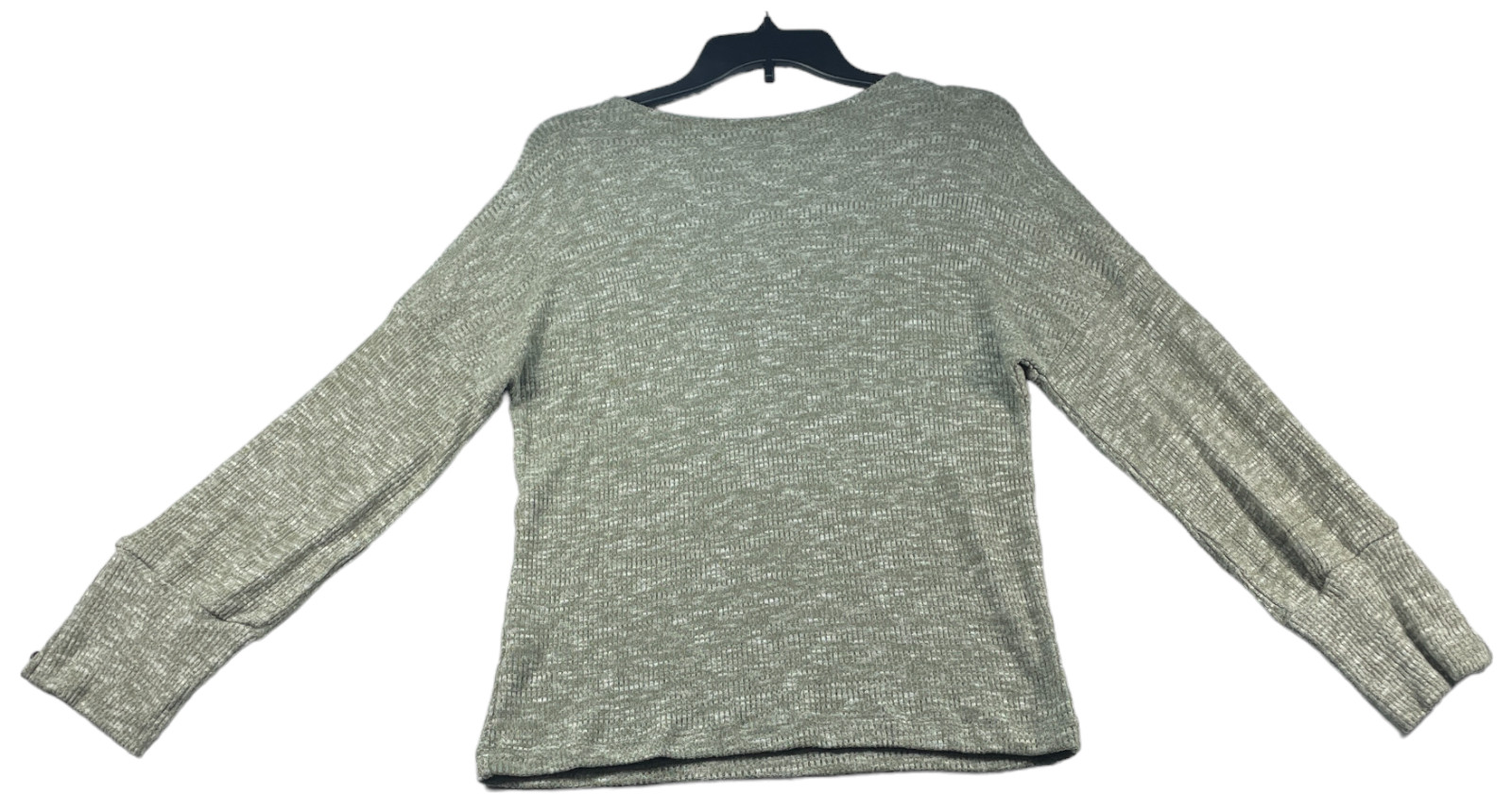 NY Collection Waffle Knit Blouse Womens size Medium Petite PM Gray New