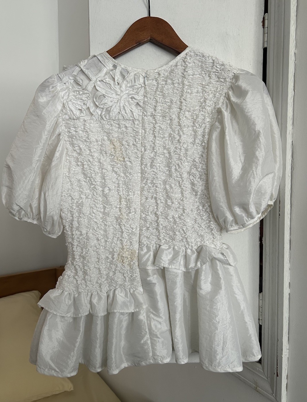 Cecilie Bahnsen White Carrie Blouse Puff Sleeve Ruffle Peplum Top Women’s 4