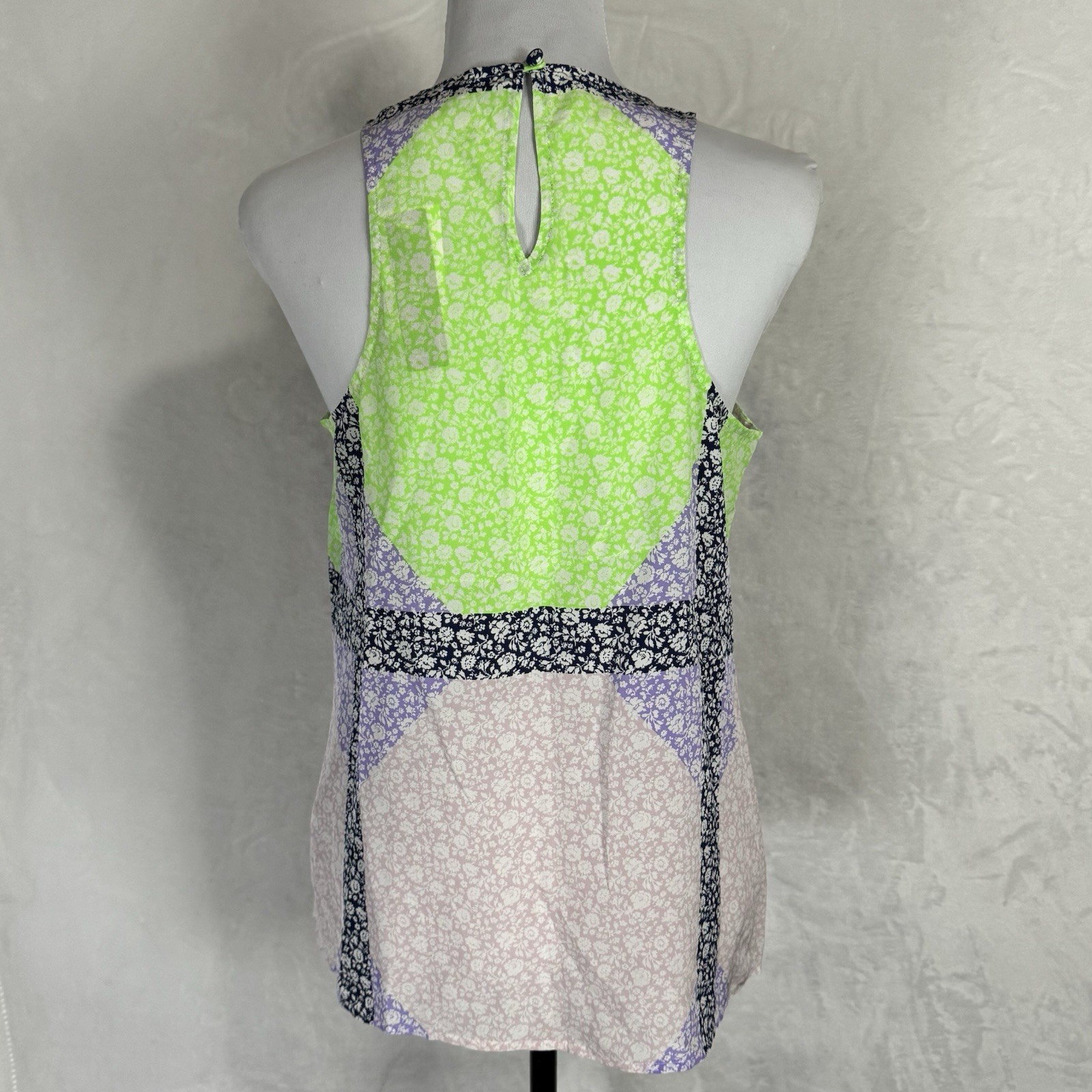 NWT J.CREW 100% Silk Top 6 Colorful Racerback Tank Floral Sleeveless Silk Blouse