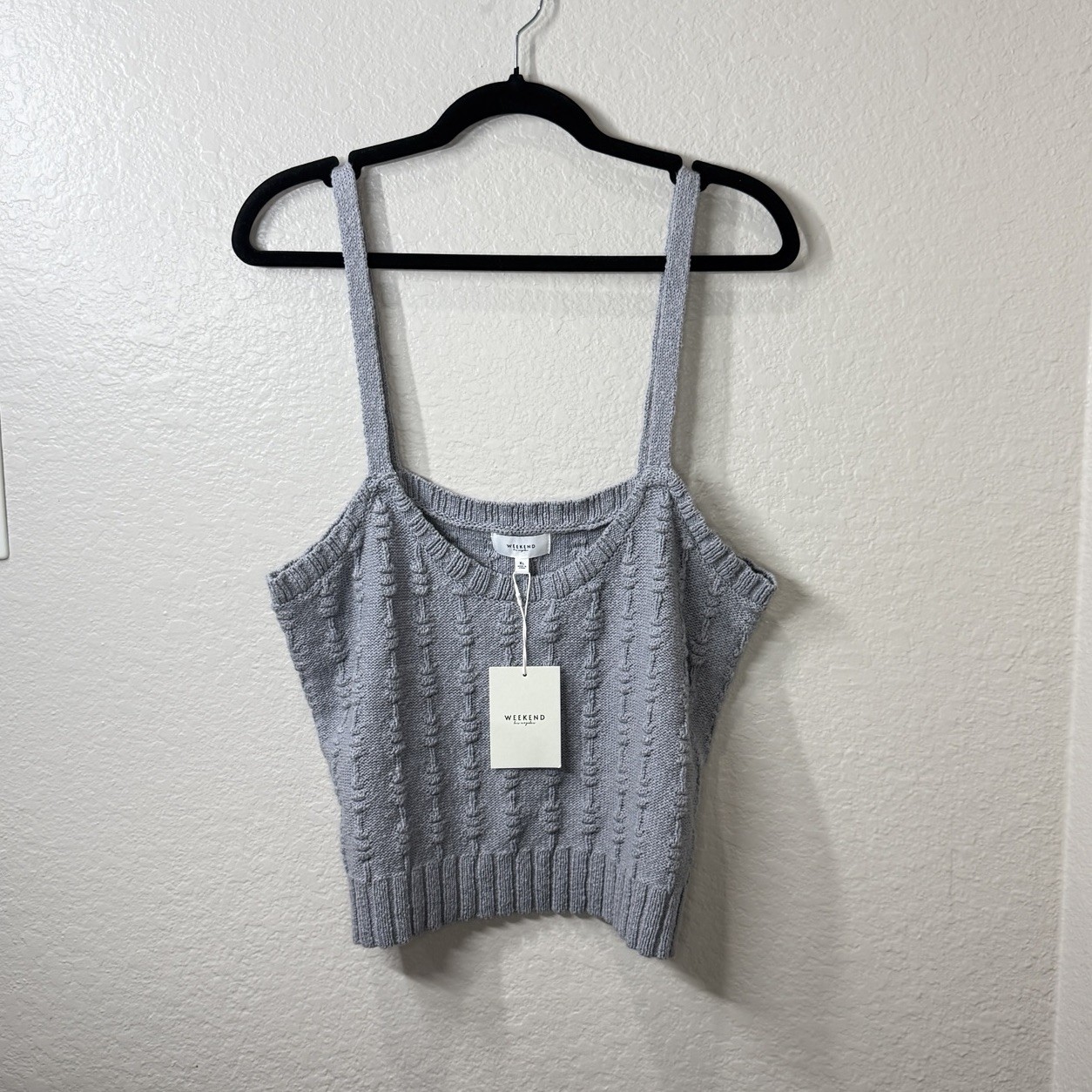 NWT Weekend Los Angeles Women’s Top Dusty Blue Sweater Knit Tank Top Size XL