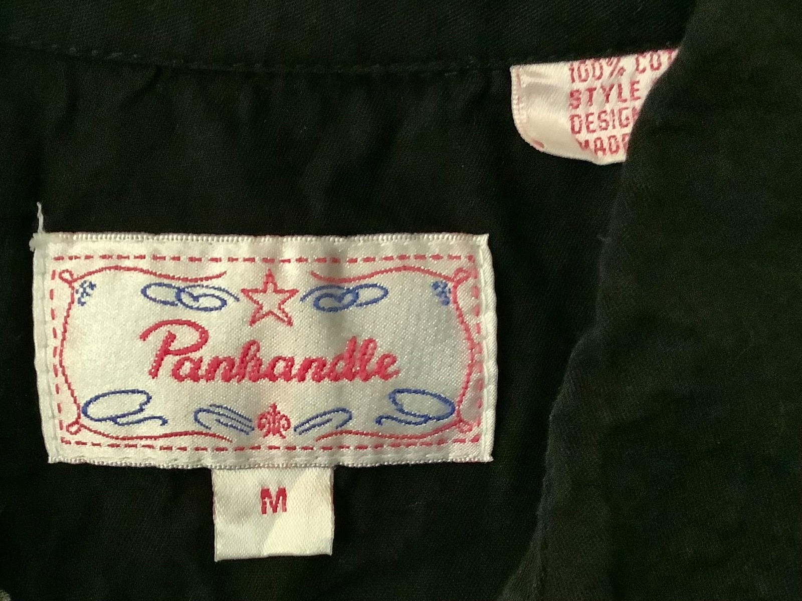 Panhandle Women Medium Shirt Western Retro Rodeo Rockabilly Embroidered Turquois
