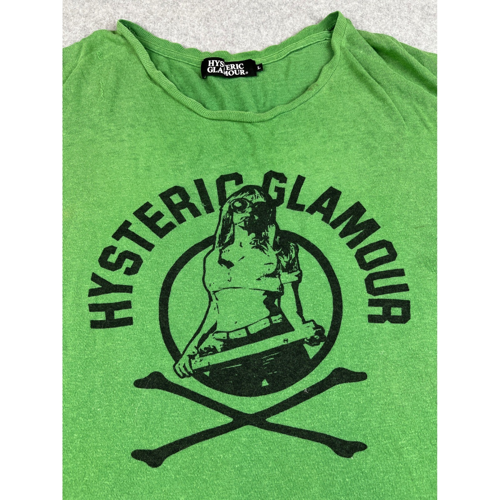 Hysteric Glamour Graphic Tee Shirt Womens Large Green Rockabilly Japan Vintage