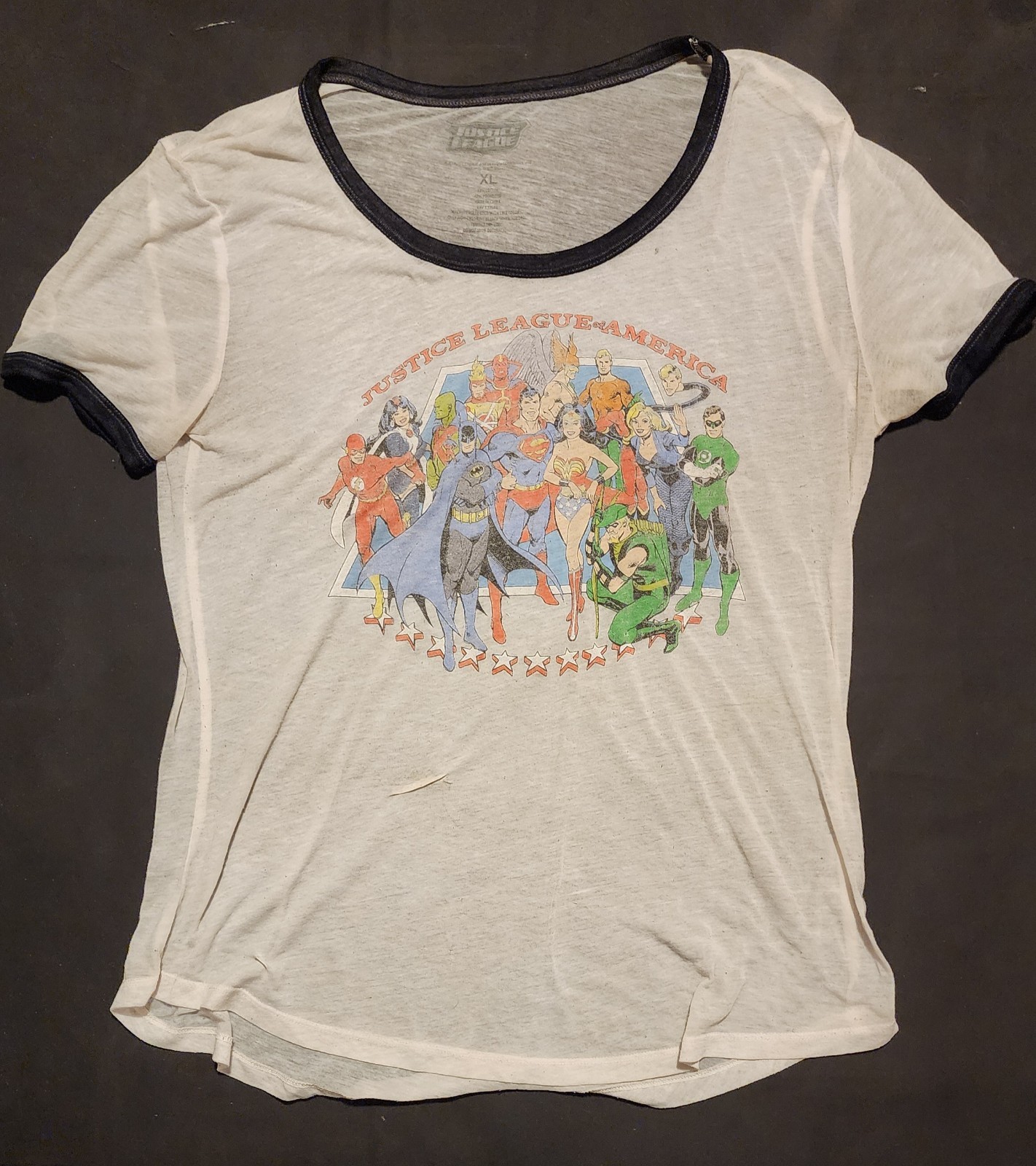 Thrashed Vin 90s DC Comics Justice League America T-Shirt XL Distressed…