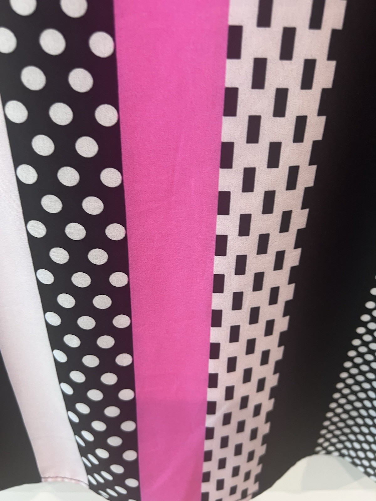 Shein Black, White, And Pink Mixed Stripe Polka Dot Top Size XL