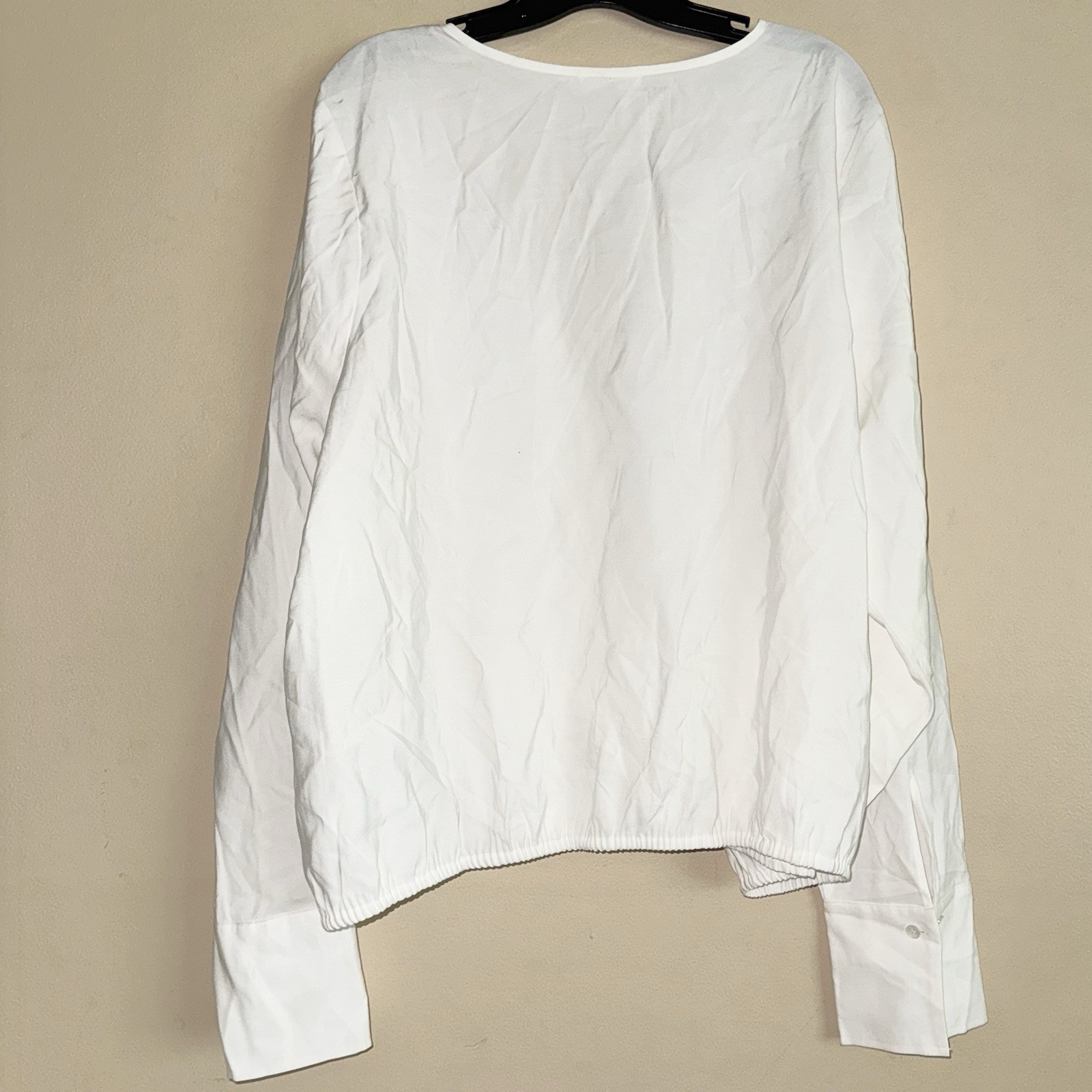 Good American Ivory Long Sleeve Wrap Front Blouse Size 7 (4XL) NWT!