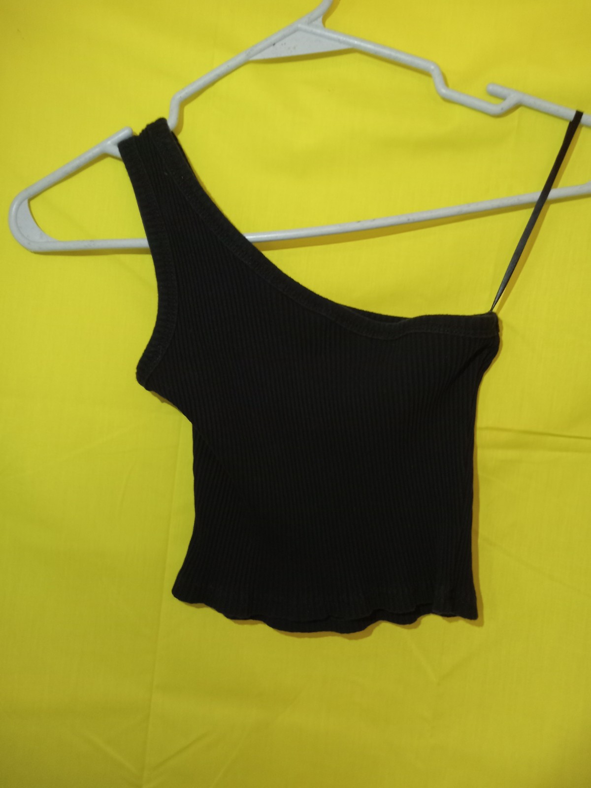 Shein One Shoulder Cropped Rib Tank Sz. Xs, US 2 Black