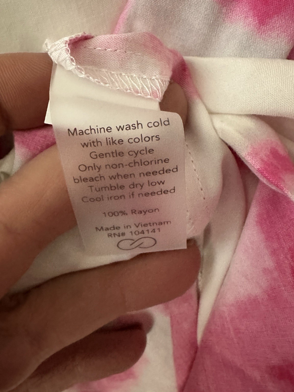 CALIA Women’s Size L White/Pink Tie-Dyed Button Front L/S Tunic Shirt
