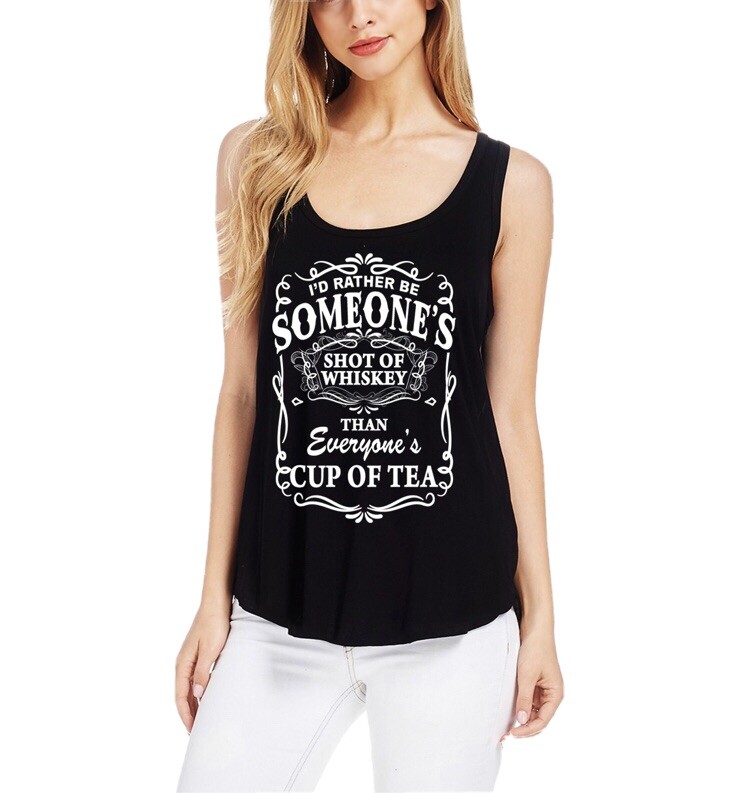 *Id Rather Be Someone’s Shot Of Whiskey* Humor Black Tank Top New Rocker Chic