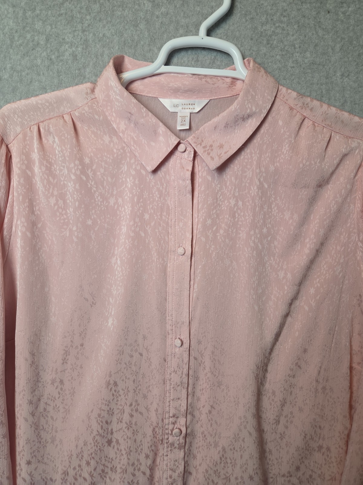 LC Lauren Conrad Pink Floral LS Lined Button Up Blouse Women’s Plus 2X