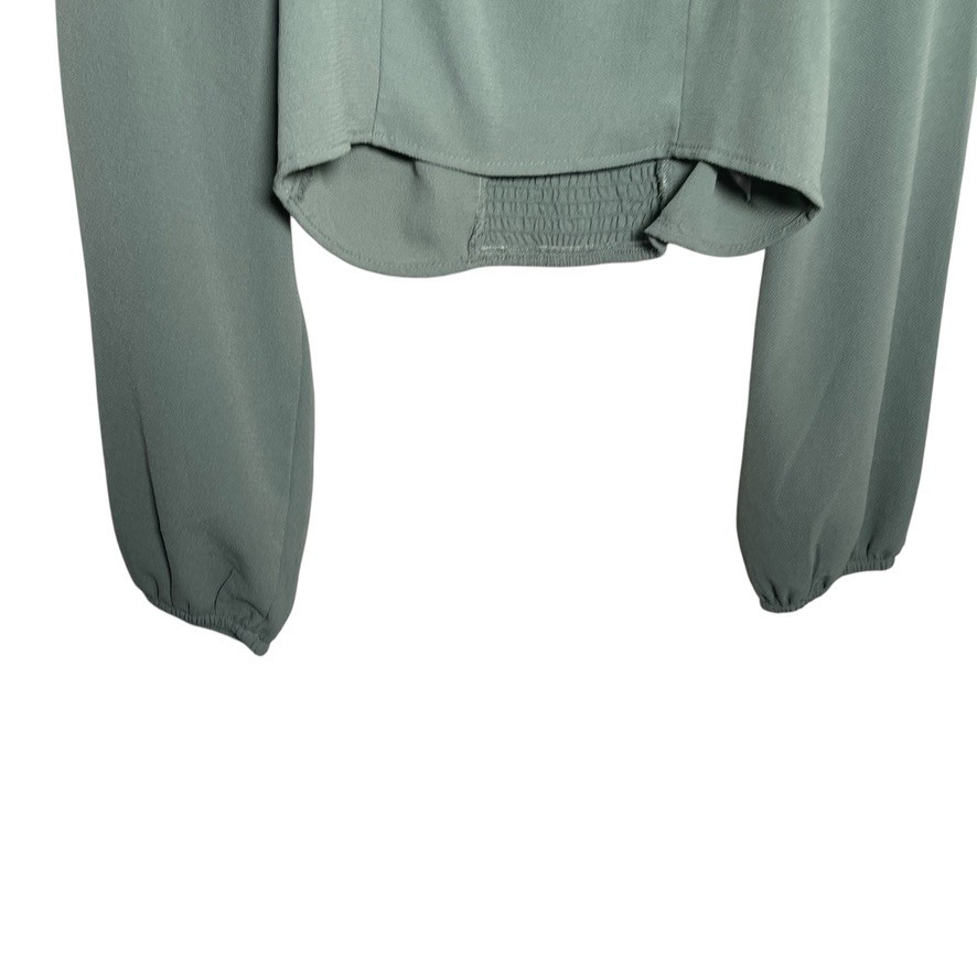 Vero Moda Blouse Women’s Large Cropped Long Sleeve Smocked Boho Casual