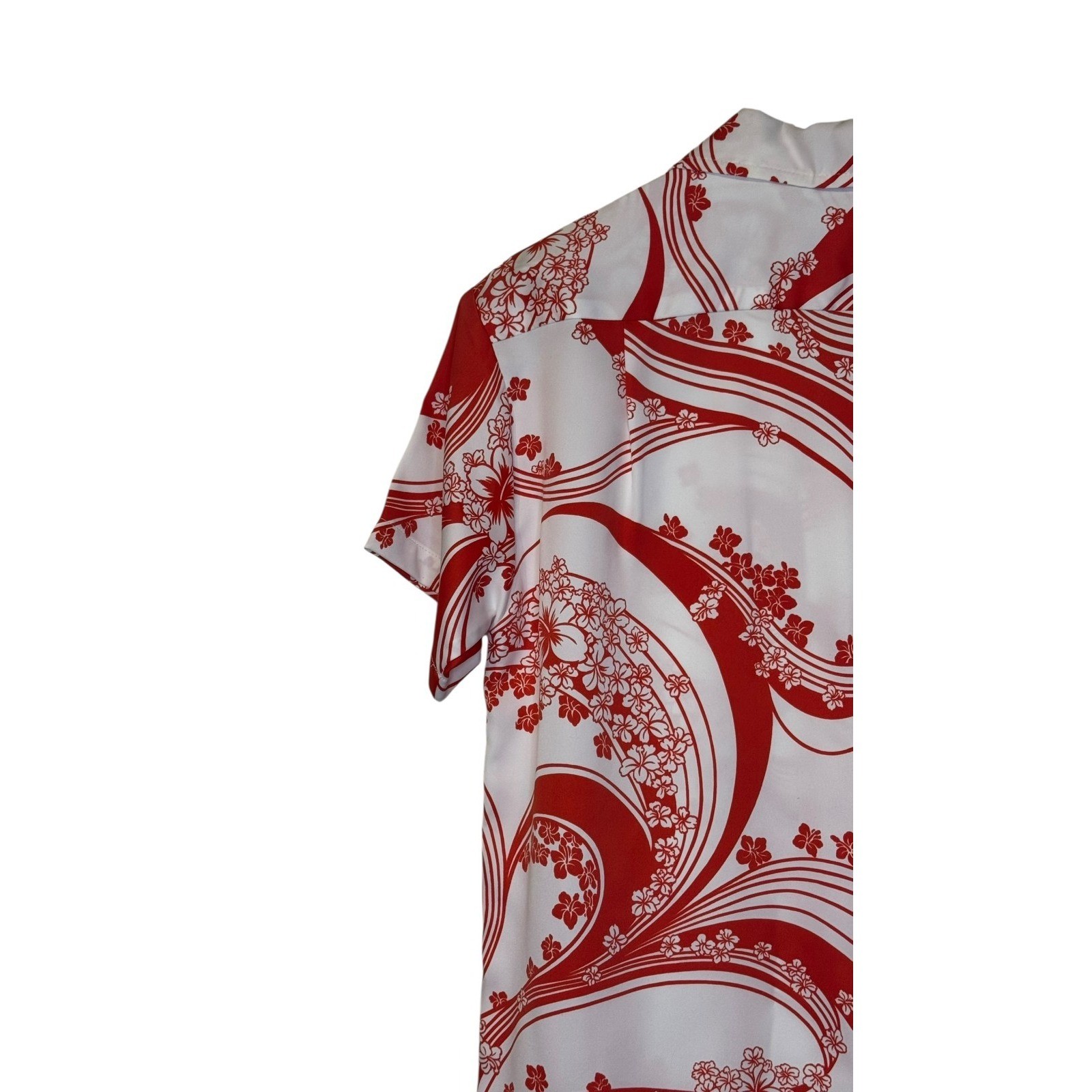 Diamond Head Women’s Shirt Hawaiian Aloha Button Up Short Sleeve Floral Large