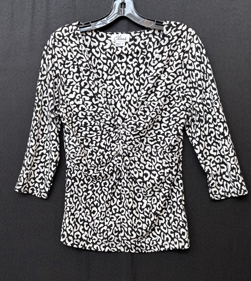 Chaus Small Black White Three Fourth Sleeves