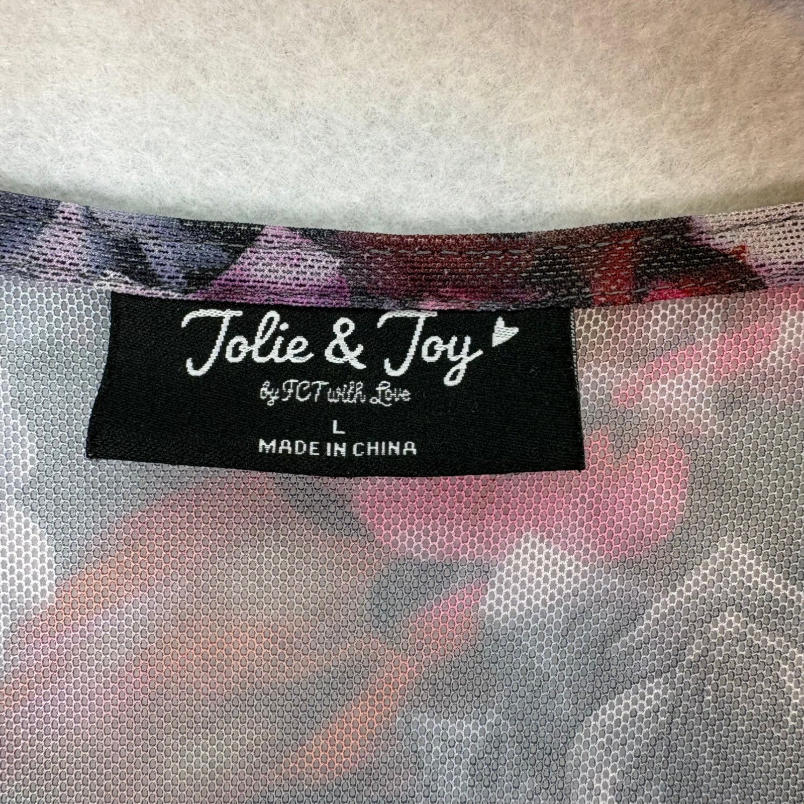 Jolie & Joy Purple Floral Mesh Corset Style L/S Top Women L Romantic Fairy Date